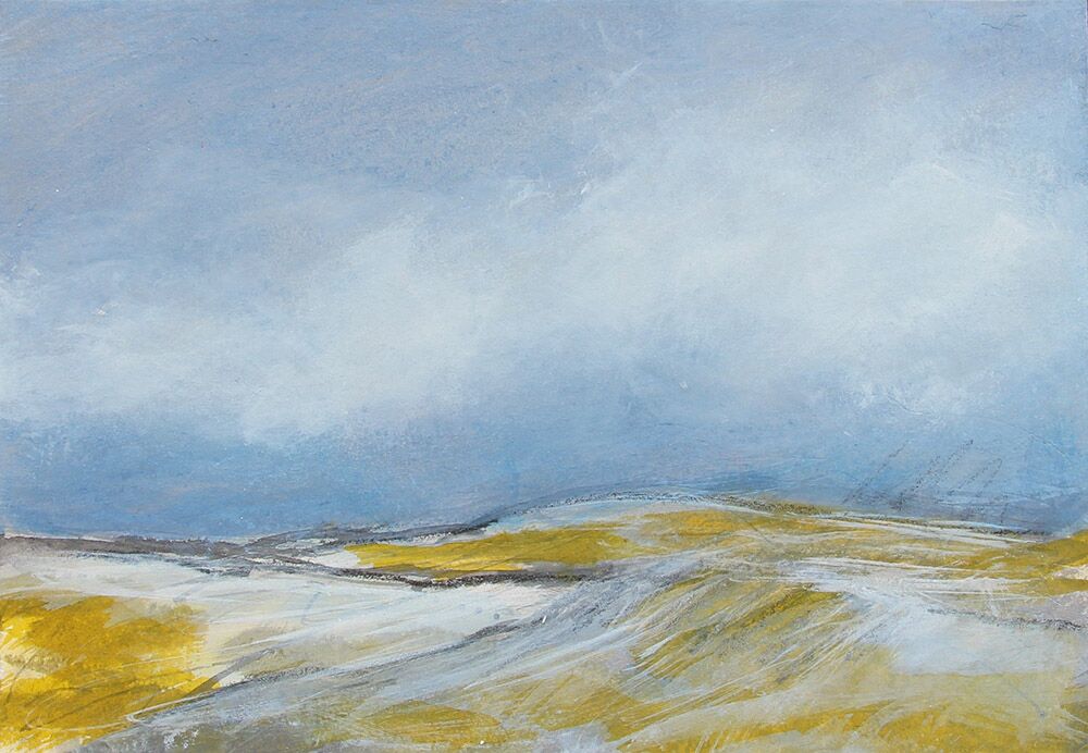 Abstrakte Landschaft VII/2022 15.07.22, Acryl und Mixed media auf Aquarellkarton, Maße: ca. 19,5 x 14